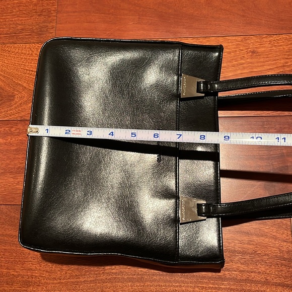 Liz Claiborne Vintage Faux Leather Handbag Black with Silver Accents, 10x9x2 - Picture 6 of 16